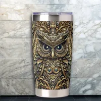 Steampunk Metal Gears and Owl  Insulated Tumbler