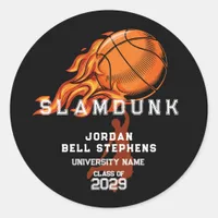 Basketball Fireball Sport Team Graduate Cap Topper Classic Round Sticker