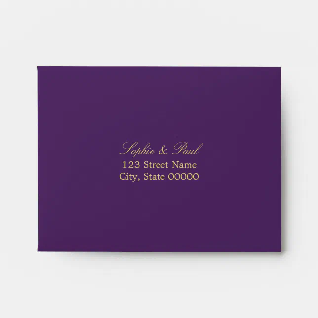 Purple Golden Beige Self Addressed RSVP Envelope