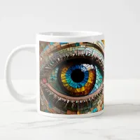 Cute Mosaic Stained Glass Eye design  Giant Coffee Mug