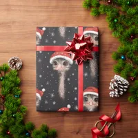 Christmas Emu Santa Funny Black White and Red Wrapping Paper