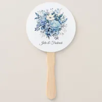 Dusty Blue Floral Wedding Hand Fan