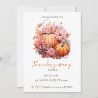 Autumn Fall Pumpkins Thanksgiving Dinner Invitation