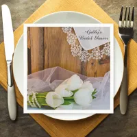 Rustic White Tulips Country Barn Bridal Shower Paper Napkins