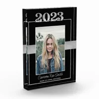 Class of 2023 Black Silver Graduation Keepsake Photo Block