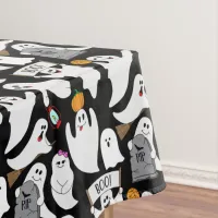 Kids Cute White Ghosts Halloween Party Patterned Tablecloth