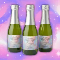 Monogram Elegant Mother-of-Pearl Colorful Wedding Sparkling Wine Label