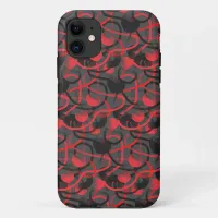 Freestyle Red Black Grey Brushstrokes Pattern iPhone 11 Case