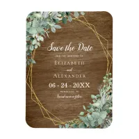 Rustic Wood Eucalyptus Wedding Save the Date Magnet