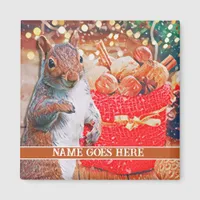 Cute Squirrel Customizable Christmas Nuts Magnet