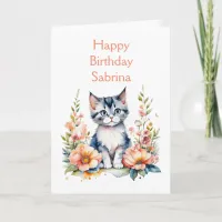 Happy Birthday | Gray Kitten Personalized Card