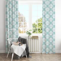 Sky Blue & White Seashell Coastal Blackout Curtains