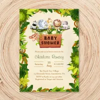   Safari Jungle Baby Girl Shower Invitation