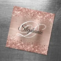 Sparkly Rose Gold Glitter Foil Fancy Monogram Magnet