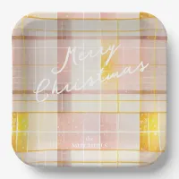 Pink Gold Christmas Pattern#7 ID1009 Paper Plates