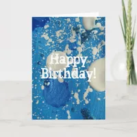 Abstract Painting in Blue & White, Happy Birthday! Card