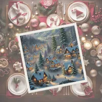 Christmas in a mountain village, polar lights  napkins