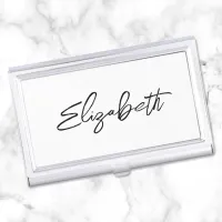 Minimalist Modern Brush Script First Name Business Card Case