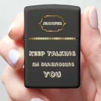 Quirky black Pocket flame with a fun phrase Zippo Lighter