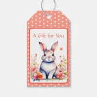 Bunny Rabbit in Flowers It's a Girl Baby Shower Gift Tags