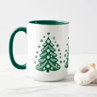 Scandinavian Folk Art Green Christmas Tree Coffee Mug