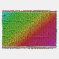 Diag Rainbow Gradient Floral Pattern Red Green Throw Blanket