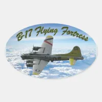 B17 Flying Fortress WWII Bomber Airplane Oval Sticker