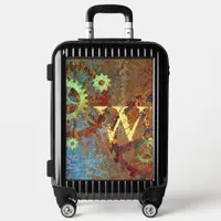 Personalized Steampunk Rusty Clockwork Gears  Luggage