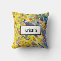 Bright Bold Colors Abstract Monogram Throw Pillow