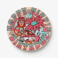 Hippie Retro Vintage Colors Birthday Paper Plates