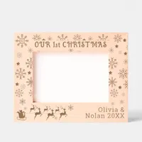 Our First Christmas Santa & Deer Couple's Name 7x5 Etched Frames