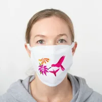 Pretty Hummingbird Print White Cotton Face Mask