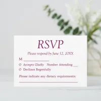 Elegant Minimalist Mulberry Wedding RSVP Card