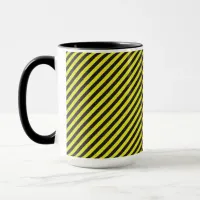 Thin Black and Yellow Diagonal Stripes Mug