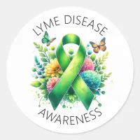 Lyme Disease Awareness Ribbon Classic Round Sticker