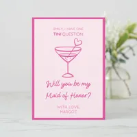 Custom Pink Martini-Themed Maid of Honor Proposal Card