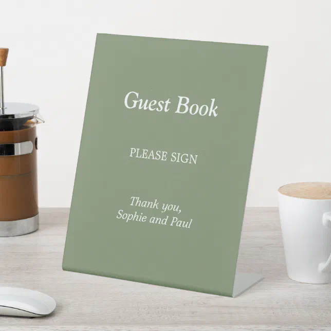 Elegant Sage Green Guest Book Pedestal Sign