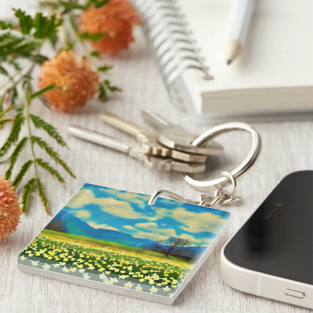 Daffodil field - painting keychain