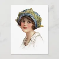 Vintage Lady Coronet With Lace Postcard