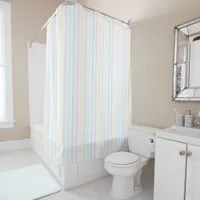 Retro Candy Stripe 1970's Pastel Rainbow Colors Shower Curtain