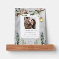 Winter Rustic Pine Trees Lantern Wedding Picture Ledge