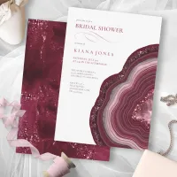 Agate Geode Glitter Bridal Shower Burgundy ID647 Invitation