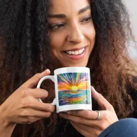 Watercolor Sunset over the Water Coffee Mug