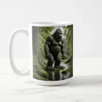 Bigfoot standing in a Creek Cartoon  Coffee Mug