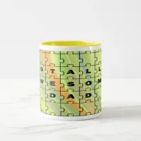 Totally Awesome Dad Puzzle Yellow/Brown Two-Tone Coffee Mug