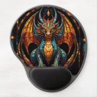 Cute Dragon Stained Glass Mosaic Design Gel Mouse Pad