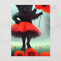 Toto and Red Poppy Flower  Postcard