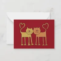 Valentine Cats in Love Grain Textured Kids Cards