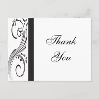 Black and White Swirls Thank You Postcard