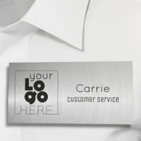 Your Logo Brushed Radial Silver Metallic Name Tag